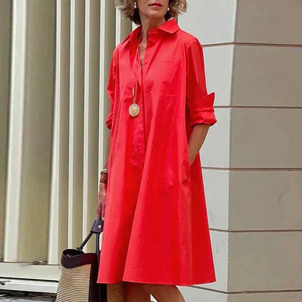 Clara | Retro Midi Dress with Collar and Elegant A-Line